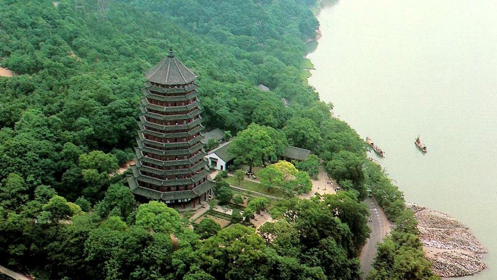 Aerial view of the Liuhe Pagoda in Hangzhou