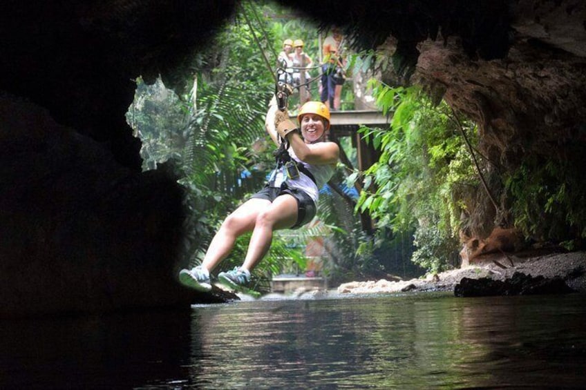 Cave Tubing and Zip line Adventure from San pedro Ambergris caye