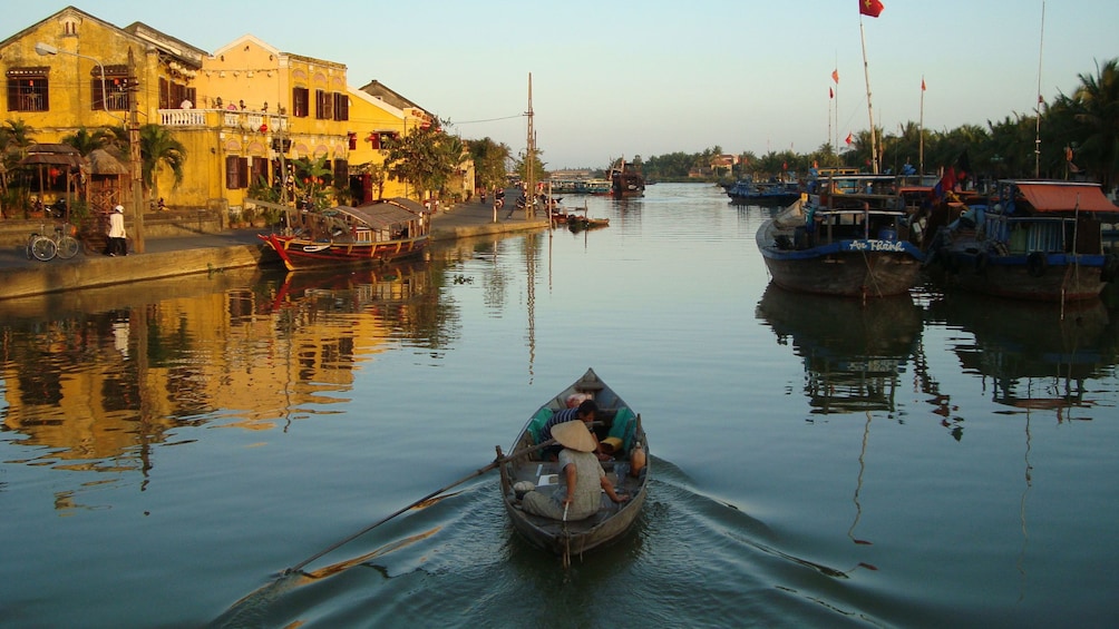View at sunset of the Thu Bon River Cruise in Vietnam
