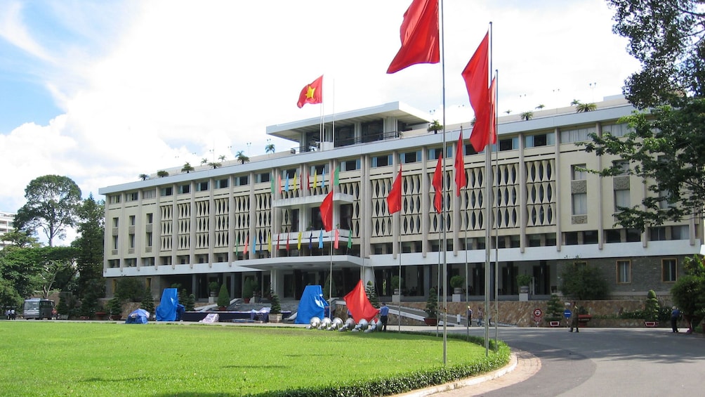 Magnificent view of the ancient Reunification Palace in Ho Chi Minh City Vietnam
