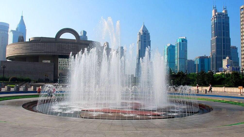 Fountain in Shanghai on a sunny day 