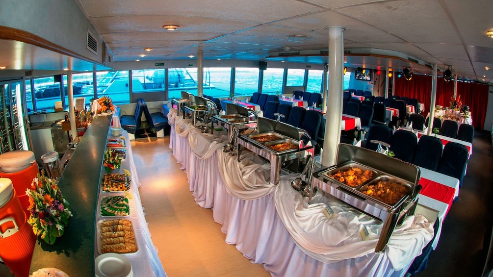 Show item 2 of 10. Dinner buffet on a boat in Bali