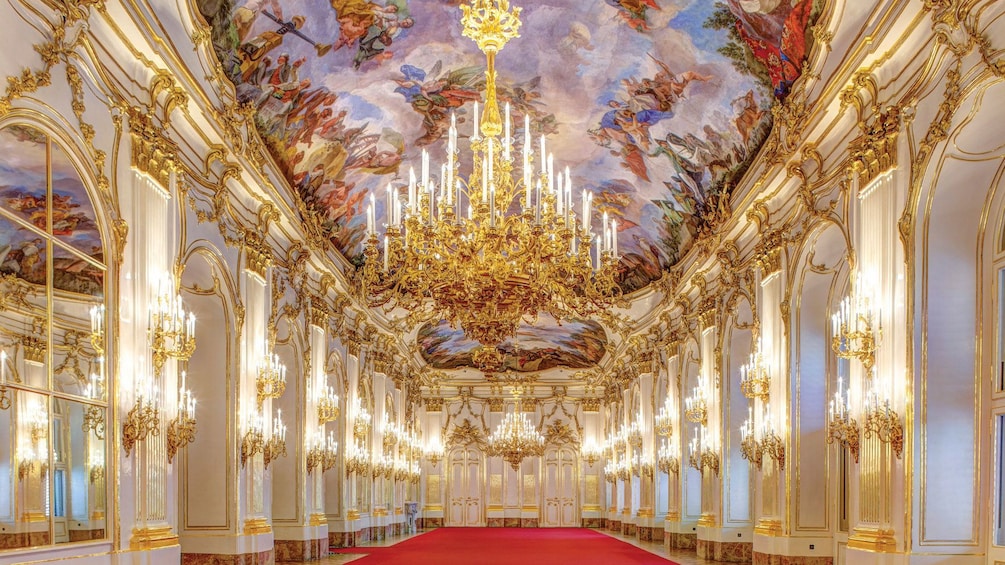 Interior hallway of Schönbrunn Palace in Vienna