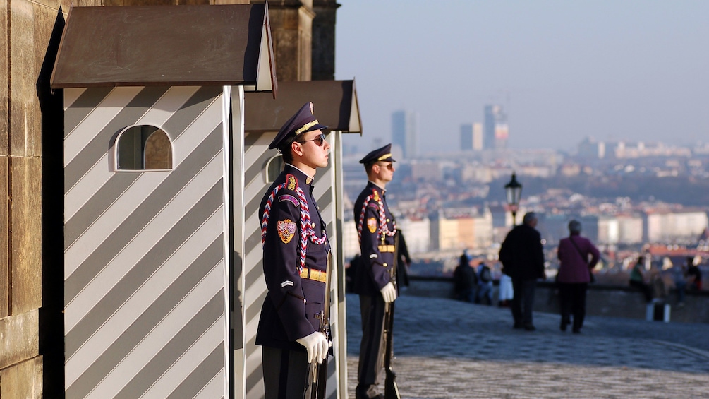 Guards at attention in Prague Castle