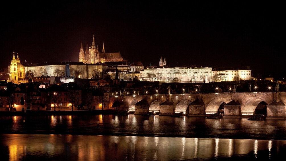 Prague Castle towers over the skyline