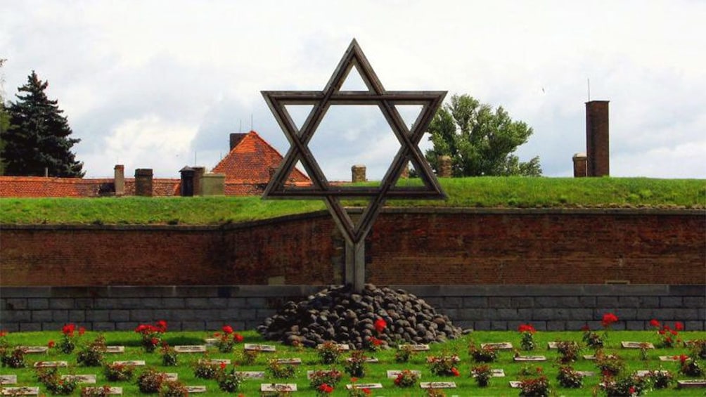 Star of David statue at a cemetery at a memorial at the Terezin Concentration Camp in Prague