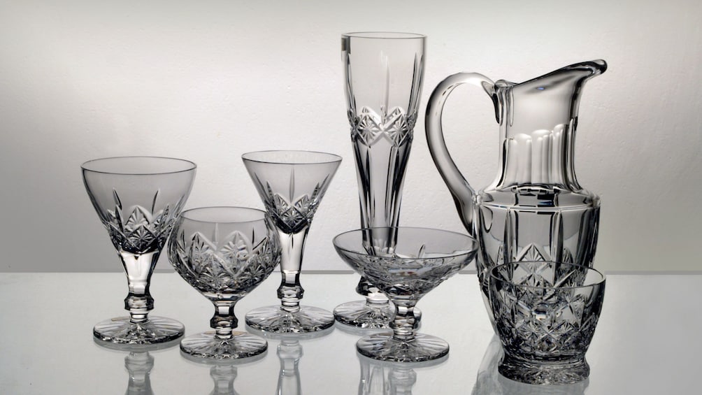 Blown glass drinkware set in Prague