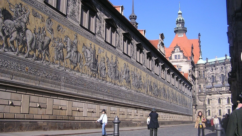 Large mural along the wall of the Dresden Castle in Dresden