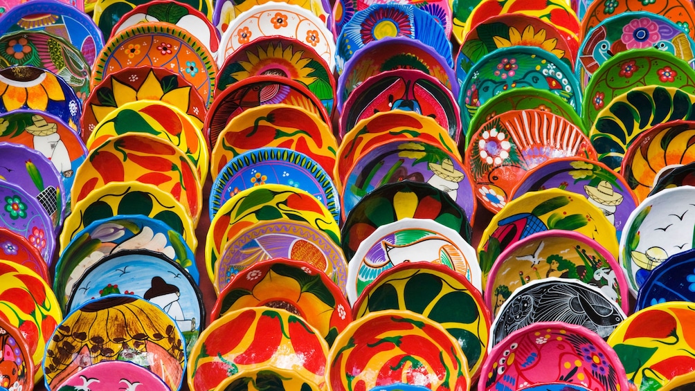 Colorful pottery for sale in St Lucia