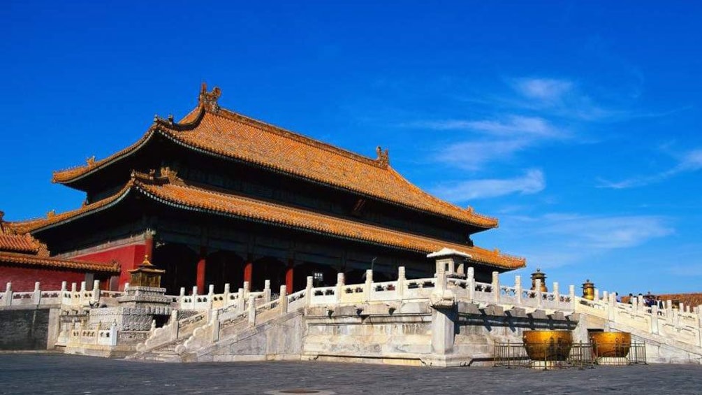 At the entrance of the Forbidden City in China