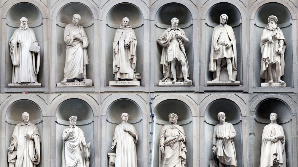Statues on Accademia and Uffizi Guided Tour in Italy