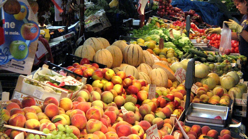 Food at market on Cooking Course in Florence Italy