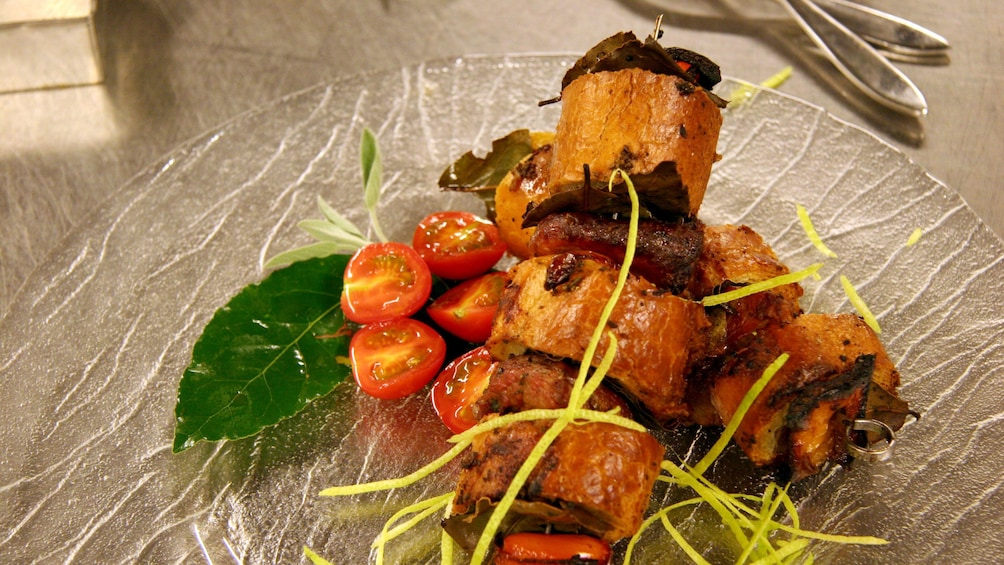 Food on plate on Cooking Course in Florence Italy