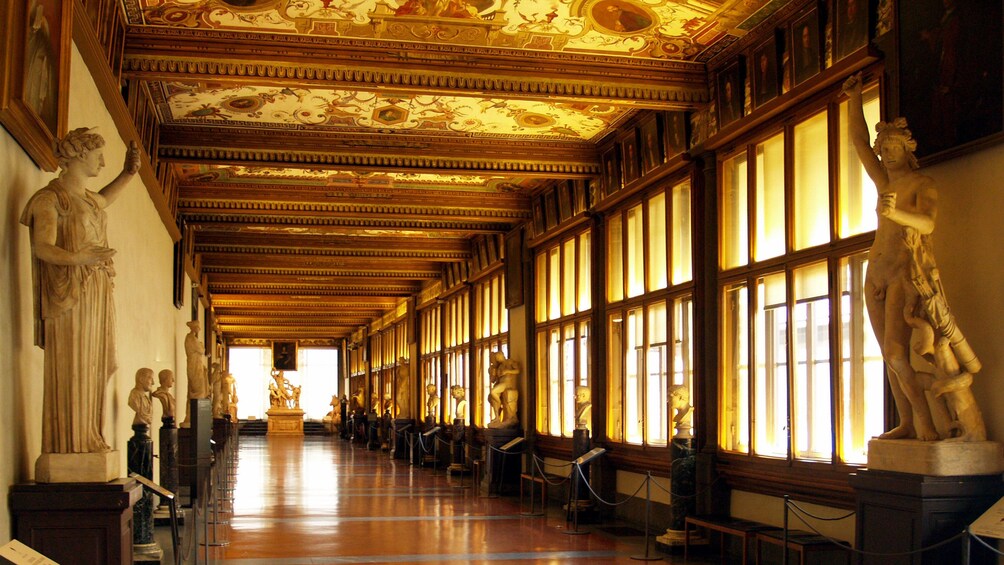 Interior windows on Vasari Corridor and Uffizi Gallery Tour in Florence Italy