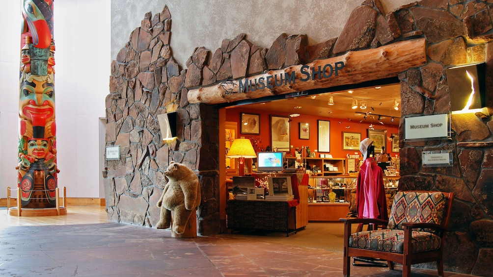 Entrance to museum shop at the National Museum of Wildlife Art in Jackson Hole