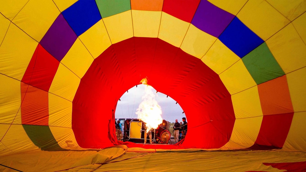 Inflating a hot air balloon