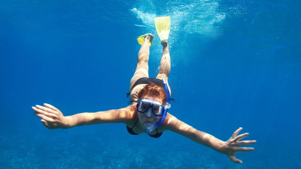 Snorkeling woman in St Kitts