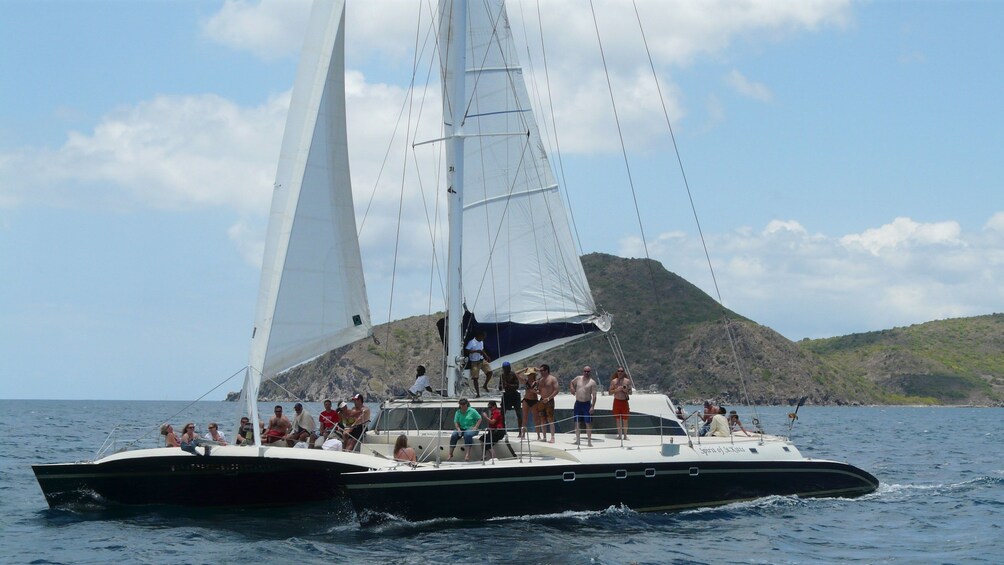 Catamaran with passengers off the coast of St Kitts