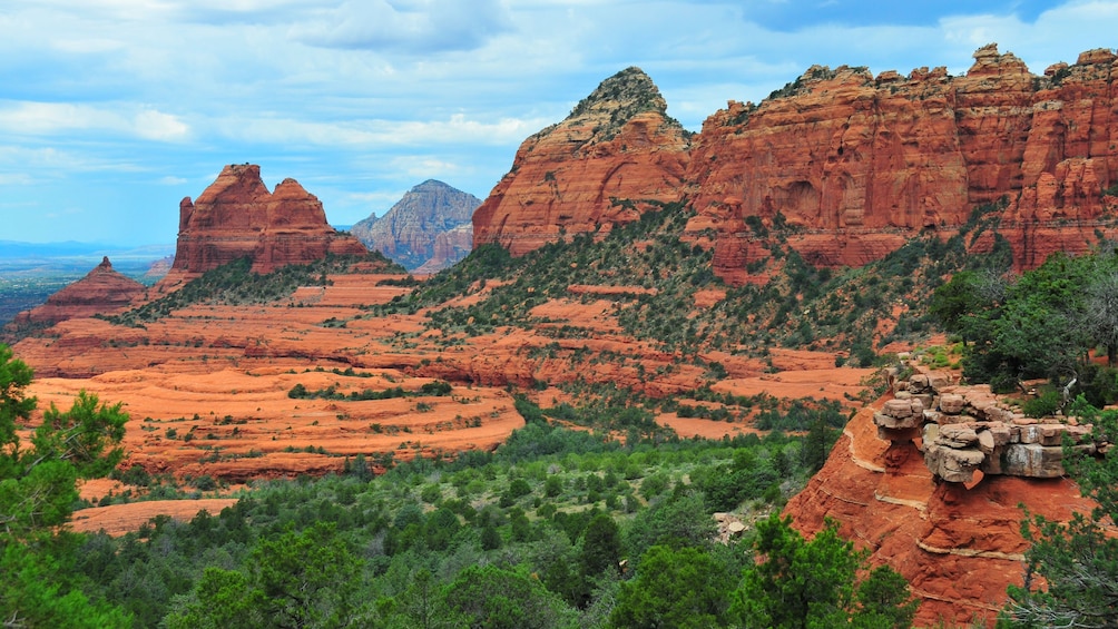 Red rock cliffs overlooking the desert landscape in Arizona