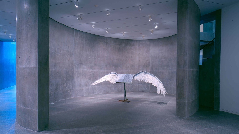 Winged art piece on display at the Modern Art Museum of Fort Worth in Dallas