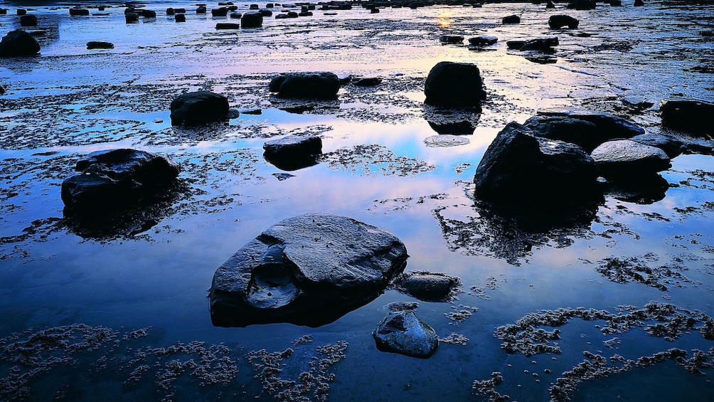 Rocks at the shallow beachfront in New Brunswick