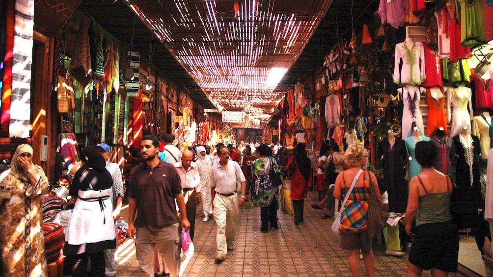 Bustling marketplace in Marrakech