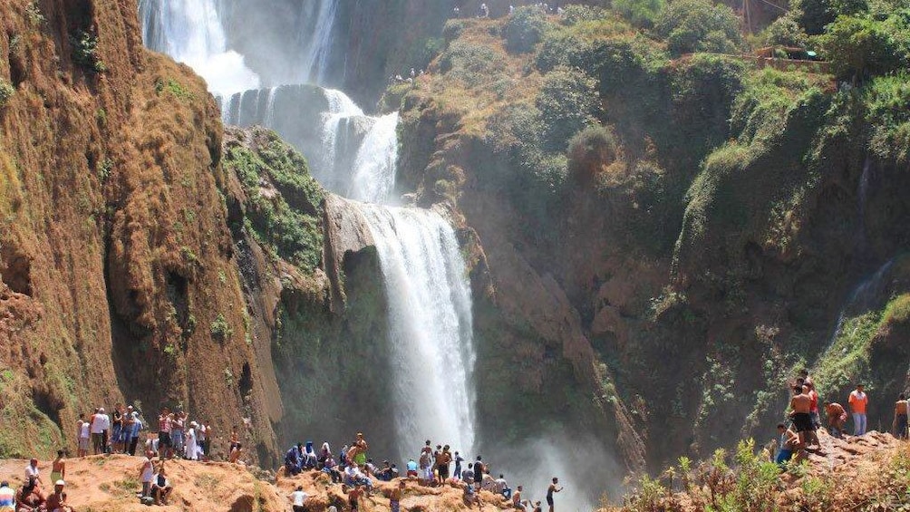 People on a lookout watching the Ouzoud Falls near Marrakech