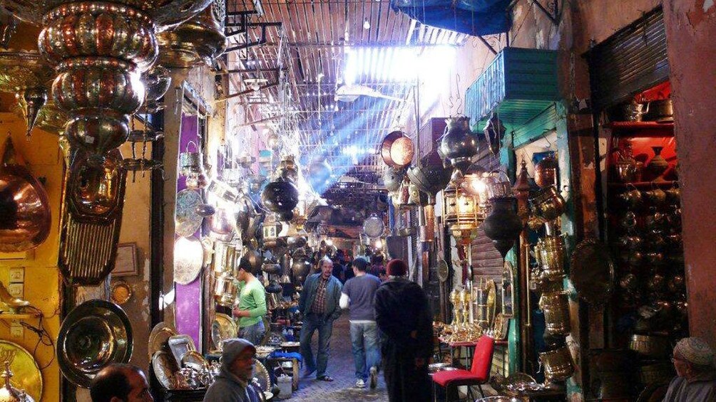 Crafts for sale at a market in Marrakech