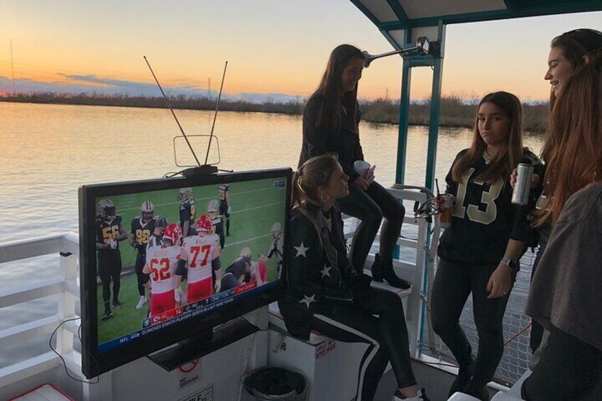 Sunday Football games are a blast to watch on the water.