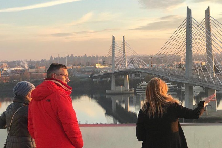 The Tilikum Crossing, our newest bridge, in early morning