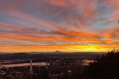 Aerial Tram Ride with Doughnuts at Sunrise in Portland Oregon