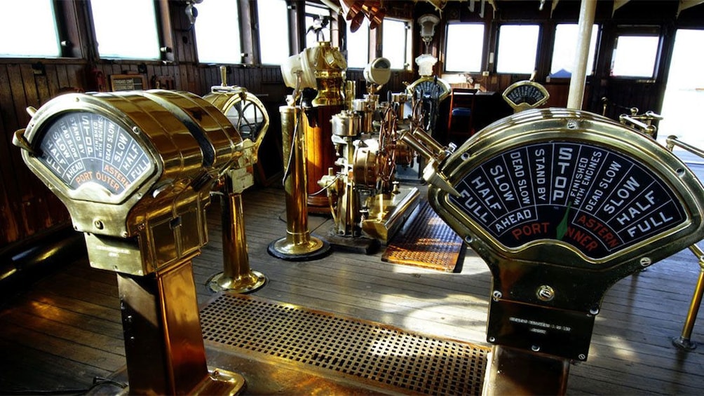 Show item 2 of 5. Ship controls of the Queen Mary.