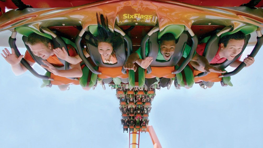 Six Flags roller coaster ride in Los Angeles.