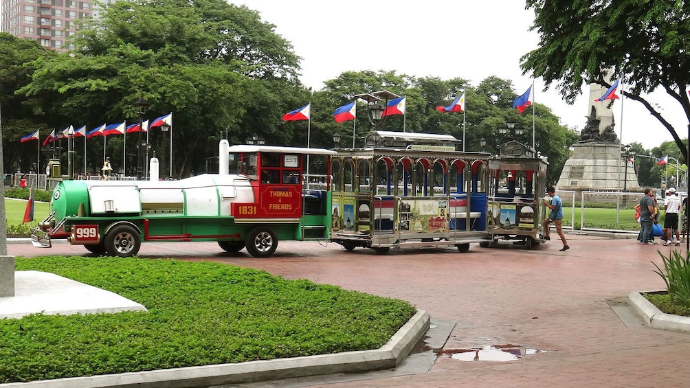 Train waiting to pick up tourists in Manila