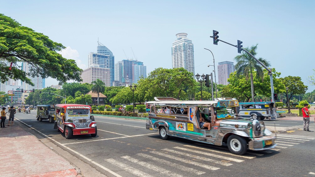 Busy street with city in the background in Tagaytay