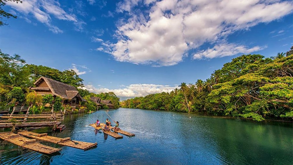 Rafts on Labasin Lake at Villa Escudero Plantations in San Pablo City, Philippines