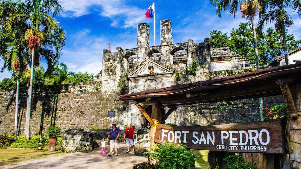 Show item 3 of 5. Sign in front of Fort San Pedro in Cebu City