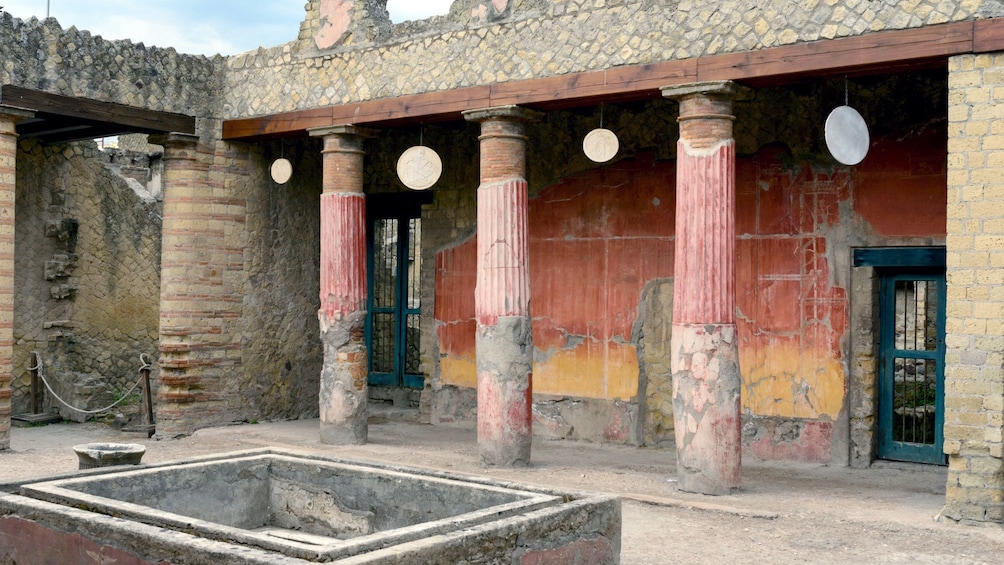 Colorful pillars in the ruins of Herculaneum