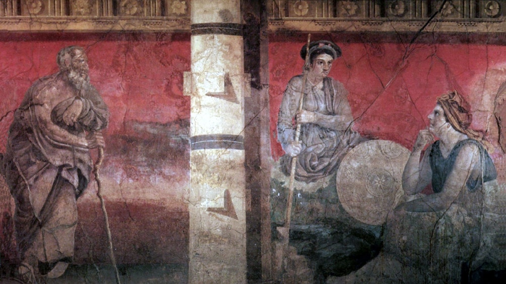 Roman frescoes at the Archaeological museum in Naples