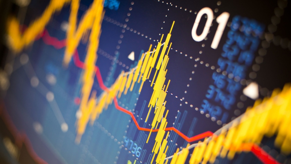 Close up of stock charts