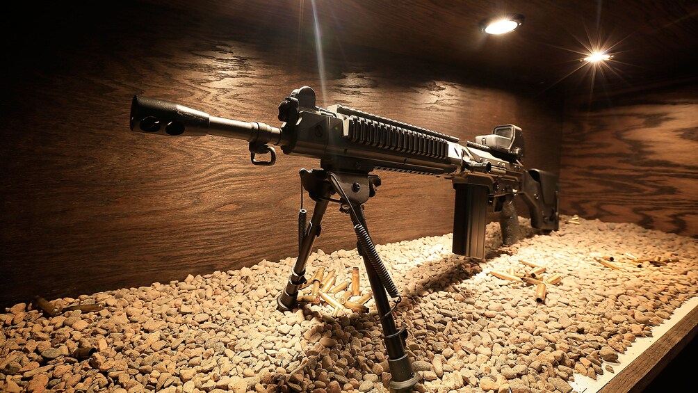 Gun on display at the shooting range in Las Vegas