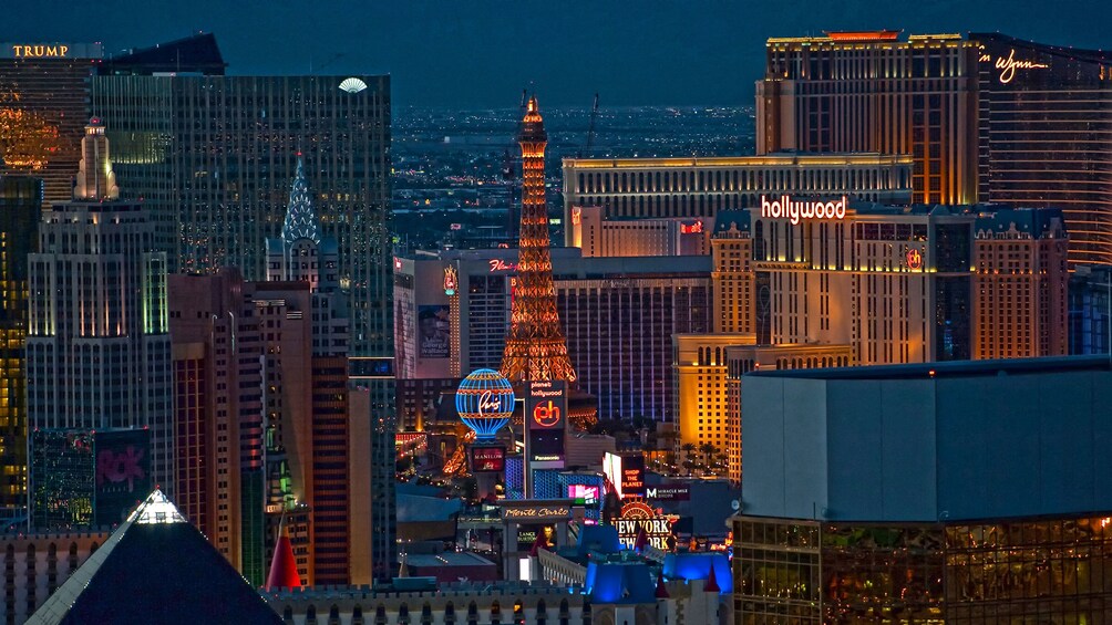 Aerial view of the Las Vegas strip from a Maverick helicopter 