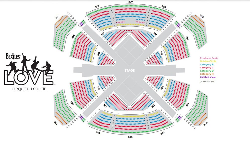 Cirque Du Soleil Love Seating Chart Mirage