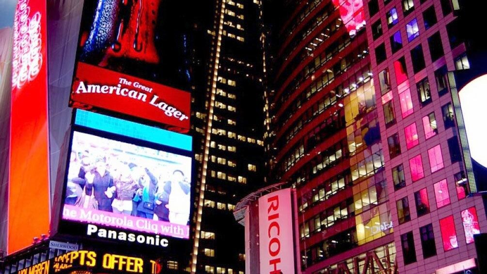 Billboards at night in New York