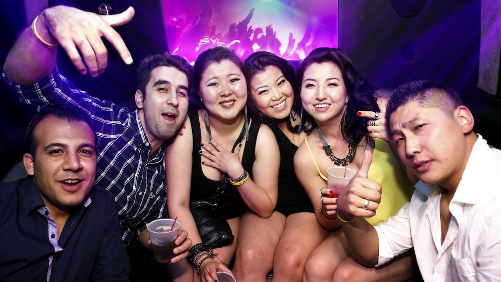 Close up image of a group having fun inside a club in Las Vegas 