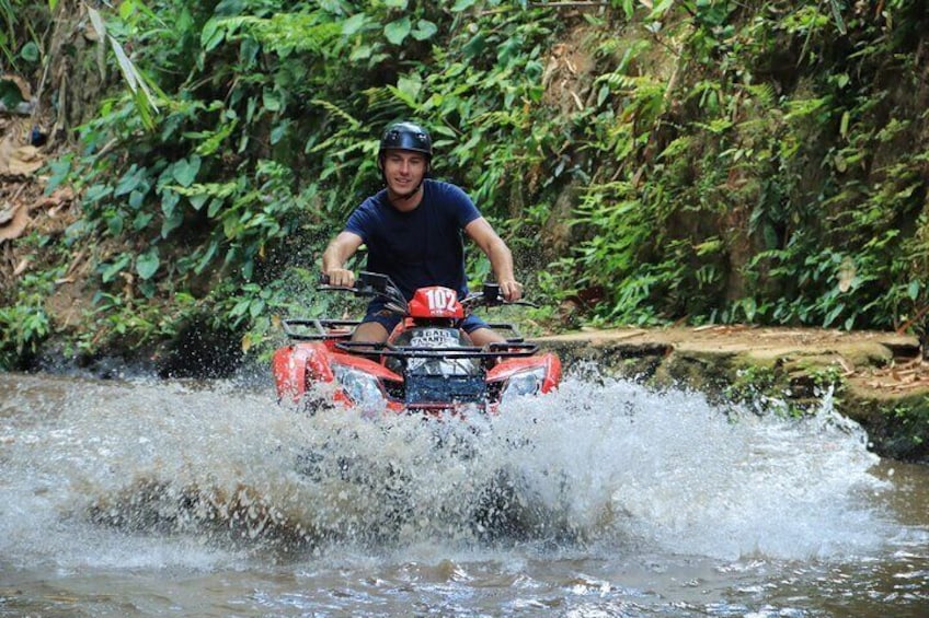 Bali Quad bike ATV passing through Waterfall, Cave & Rice fields