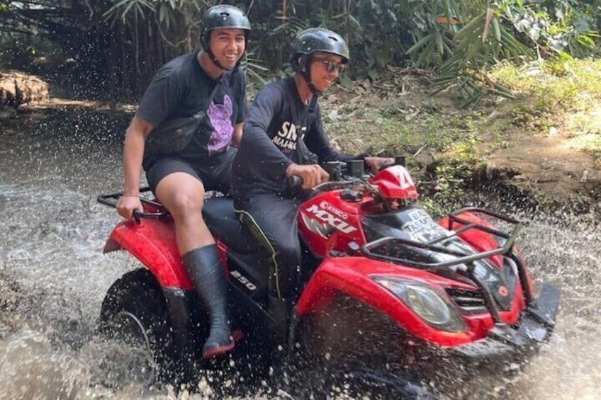 Bali Quad bike ATV passing through Waterfall, Cave & Rice fields