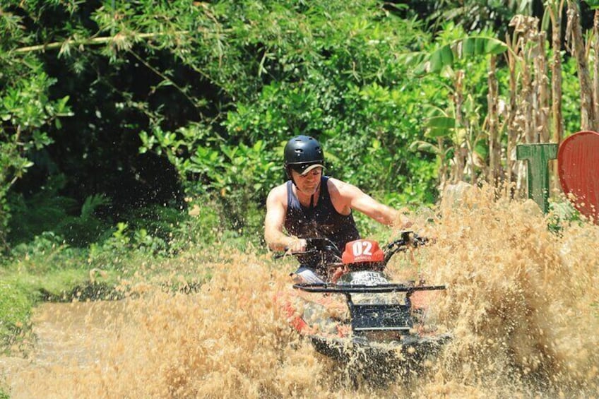 Bali Quad bike ATV passing through Waterfall, Cave & Rice fields