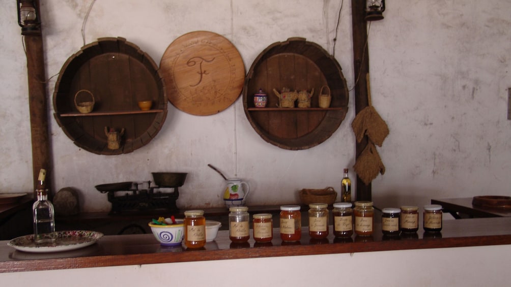 Jars of preserves on a counter in one of the villages of the Algarve