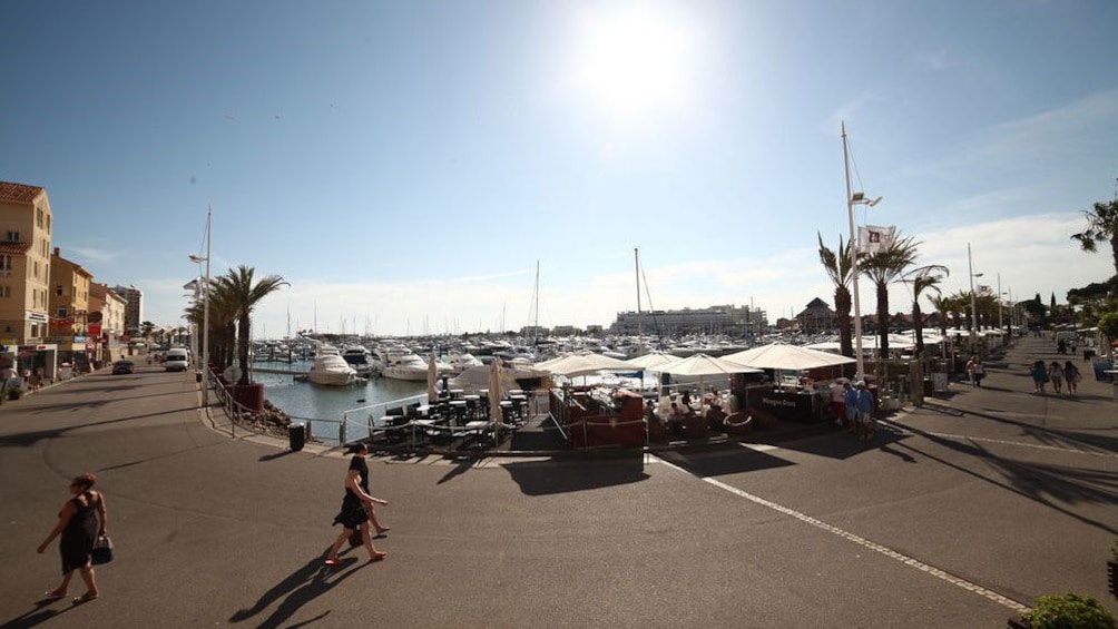 Harbor and promenade along the water in Quarteira